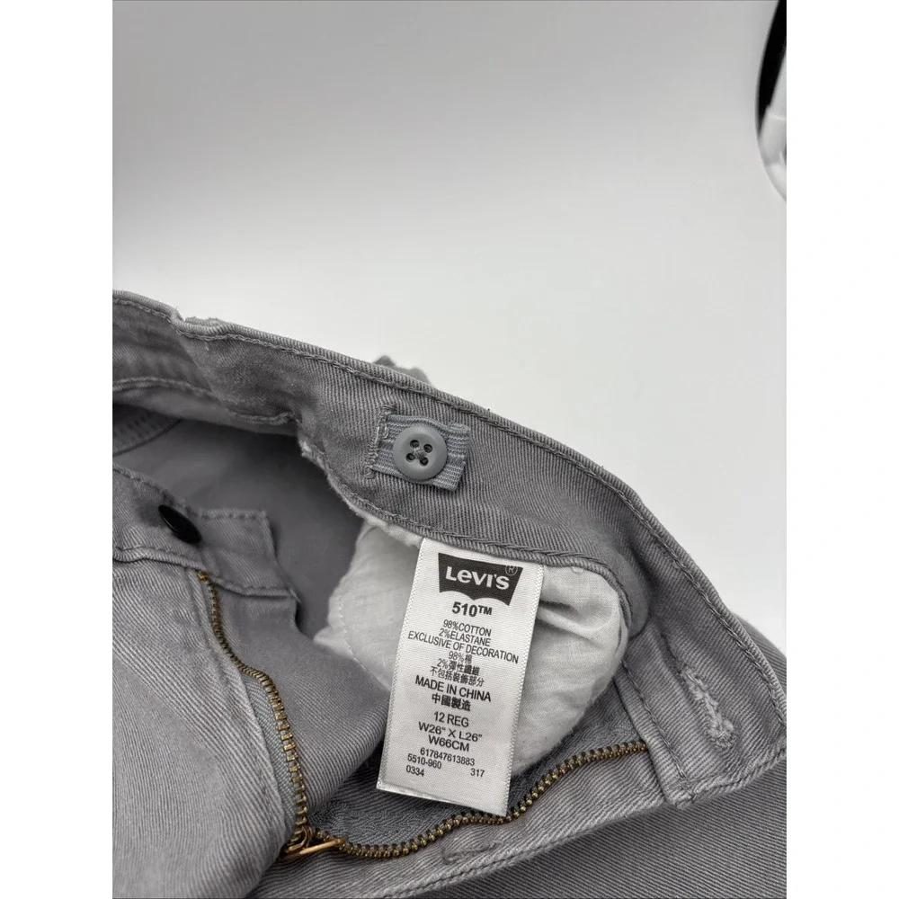 Levi's Strauss 510 Skinny Jeans Black Label Gray 26W 26L 98%‎ Cotton 2% Elastane